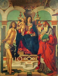 Madonna y el Niño entronizados con San Jerónimo y San Sebastián
